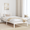 Estrado de Cama com Cabeceira Branca 75x190 cm em Madeira de Pinheiro Sólida 1