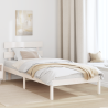 Estrado de Cama com Cabeceira Branco 80x200 cm Madeira Sólida de Pinho 1