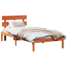 Estrutura de Cama com Cabeceira Castanha 90x200 cm Madeira de Pinho 3