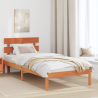 Marco de cama con cabecera marrón encerado 90x190 cm Madera maciza de pino 1