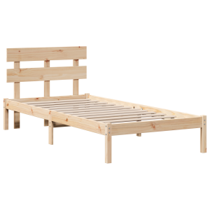 Estrado de Cama com Cabeceira 75x190 cm Madeira Sólida de Pinho H