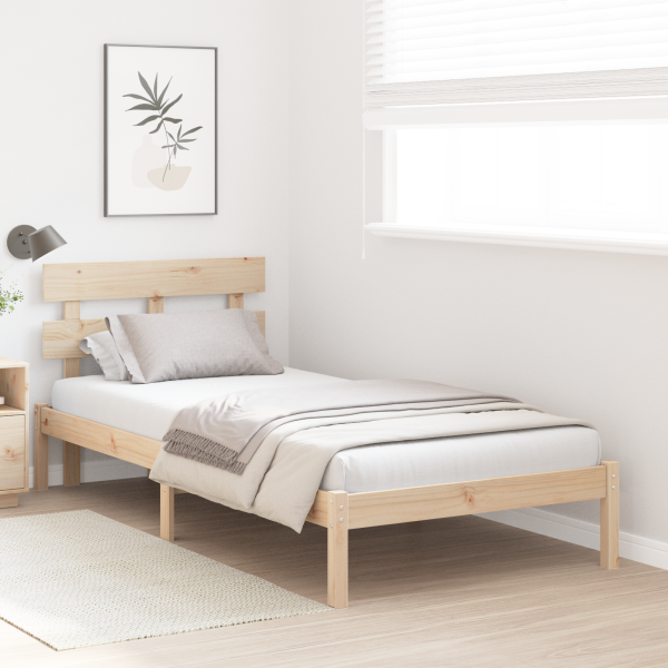 Estructura de Cama con Cabecera 75x190 cm Madera Maciza de Pino M 5