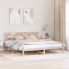 Estrado de Cama com Cabeceira 200x200 cm Madeira Maciça de Pinho 1