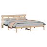 Estrado de Cama com Cabeceira 200x200 cm Madeira Maciça de Pinho 3