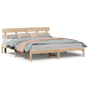 Estrado de Cama com Cabeceira 200x200 cm Madeira Maciça de Pinho 4