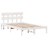 Estrado de Cama com Cabeceira Branco 120x190 cm Madeira Maciça de Pinho 2