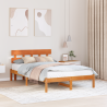 Estructura de Cama con Cabecero Marrón 140x190 cm de Madera de Pino 1