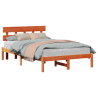 Estrutura de Cama com Cabeceira Castanho Encerado 140x190 cm Madeira Sólida Pinho 3