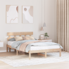 Estrutura de Cama com Cabeceira 135x190 cm Madeira Sólida de Pinho 1