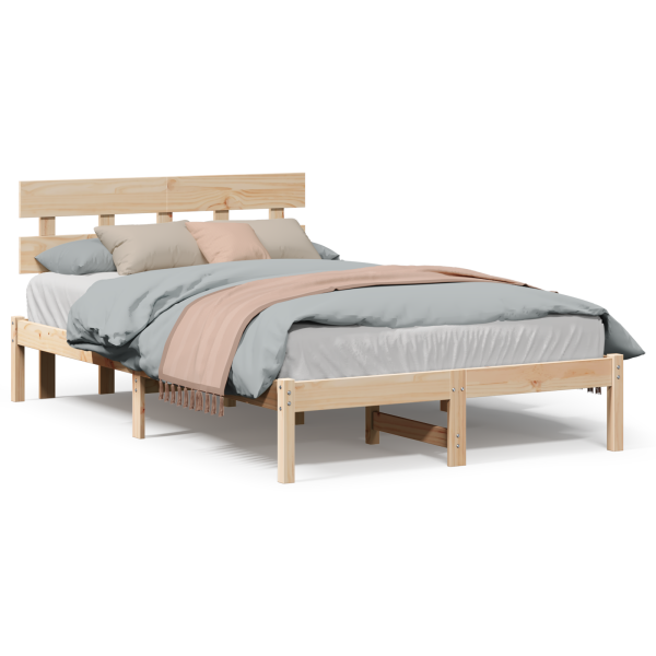Estructura de Cama con Cabecero 135x190 cm Madera Sólida de Pino M 4