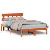 Estrado de Cama com Cabeceira Castanho Encerado 135x190 cm Madeira Sólida de Pinho 4