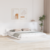 Marco de Cama con Mesas de Noche Blanco 200x200cm Madera Maciza 1