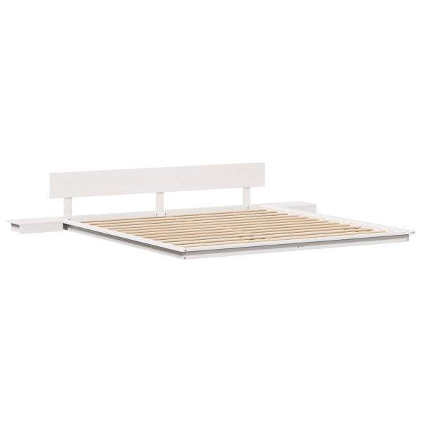Marco de Cama con Mesas de Noche Blanco 200x200cm Madera Maciza M 2