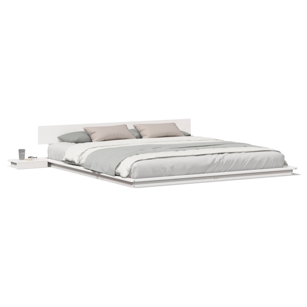 Estrado de Cama com Mesas de Cabeceira Branco 200x200cm Madeira Maciça M 4