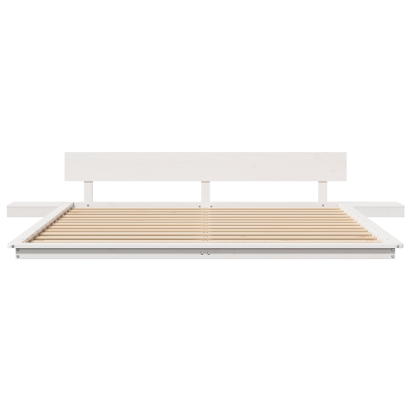 Marco de Cama con Mesas de Noche Blanco 200x200cm Madera Maciza M 5
