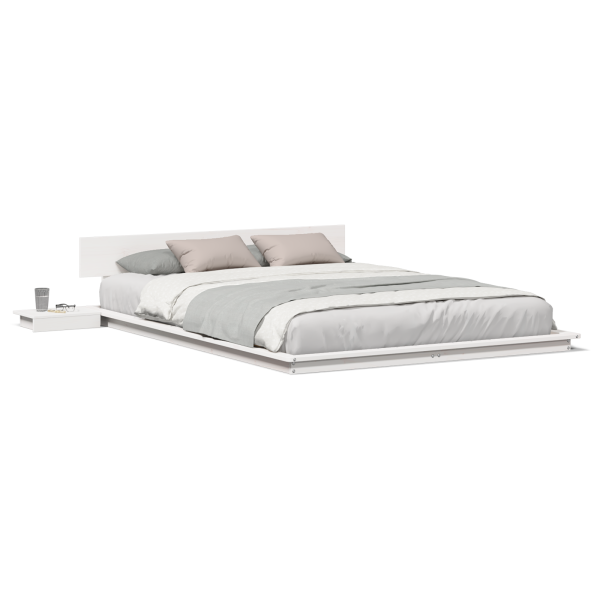 Estrado de Cama com Mesas de C cabeceira Branco 150x200cm Madeira Sólida M 4