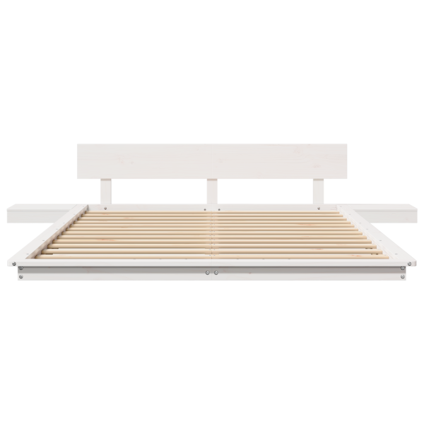 Estrado de Cama com Mesas de C cabeceira Branco 150x200cm Madeira Sólida M 5