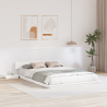 Estrado de Cama de Chão com Mesas de Cabeceira Brancas 140x200cm Madeira Maciça 1