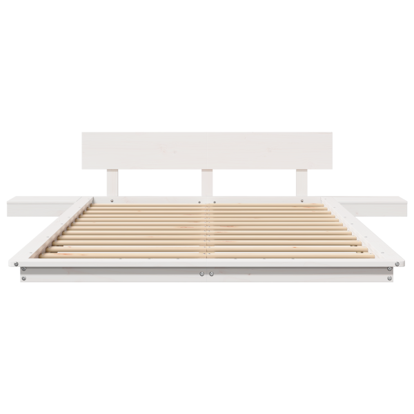 Estructura de Cama con Mesas de Noche Blanca 120x200cm de Madera Maciza M 5