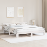 Estrutura de Cama Branca Branca Madeira Sólida 200 x 200 cm 1
