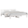 Estrutura de Cama Branca Branca Madeira Sólida 200 x 200 cm 3