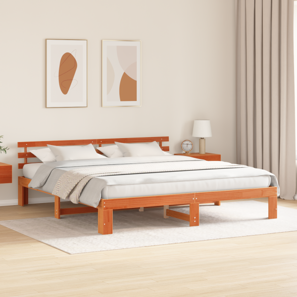 Estrutura de Cama de Madeira de Pinho Castanho Encerado M 5