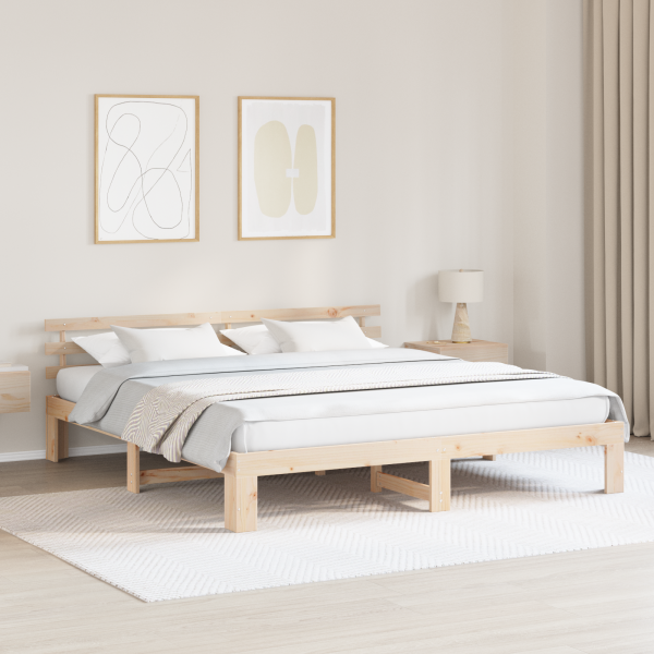 Estructura de Cama Natural de Madera de Pino Natural D