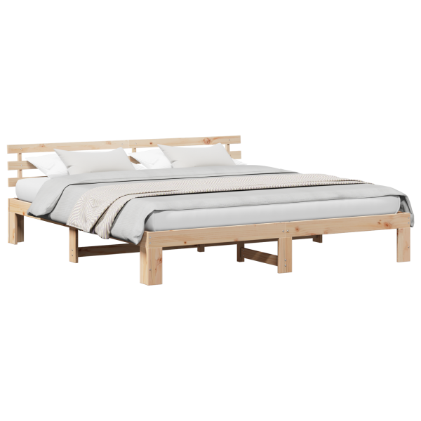 Estrutura de Cama de Madeira de Pinho Natural Natural M 3