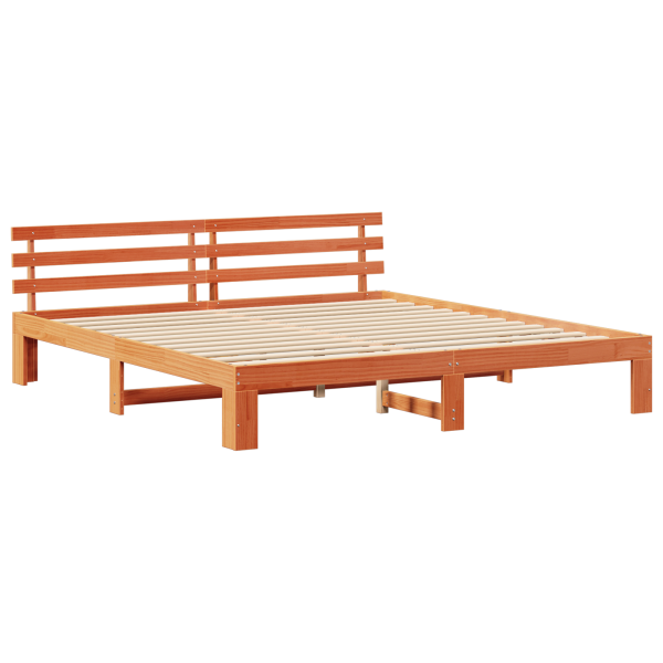 Estrutura de Cama de Madeira de Pinho Castanho Encerado M 2