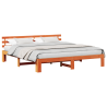 Estrutura de Cama de Madeira de Pinho Castanho Encerado 3