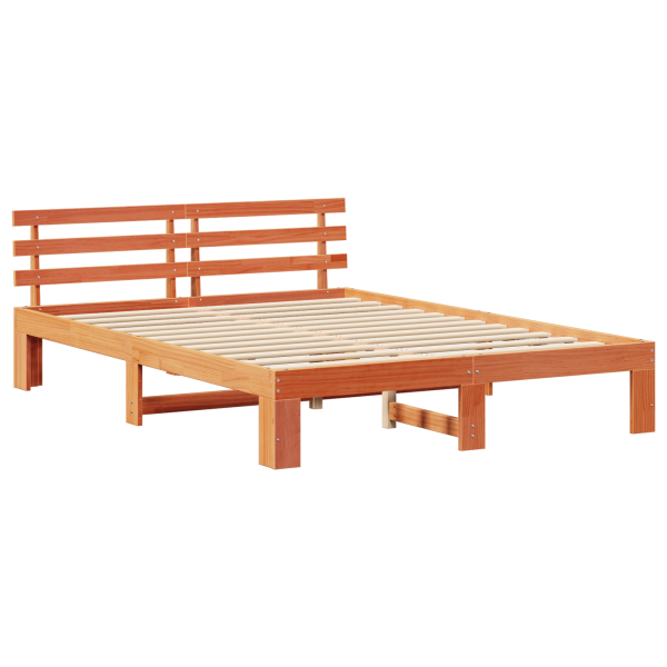 Estructura de Cama de Madera Marrón Encerado Madera Sólida M 2
