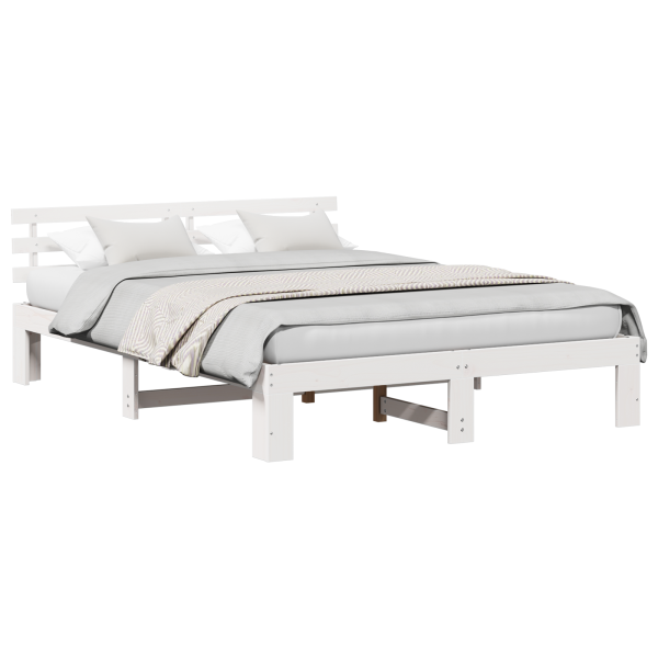 Estructura de Cama Blanca de Madera Blanca Madera 150 x 200 cm M 3