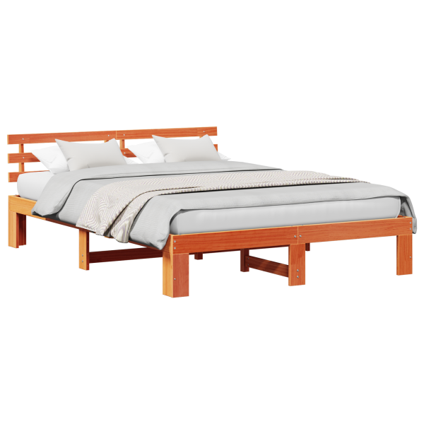 Estrutura de Cama de Madeira de Pinho Castanho Encerado M 3