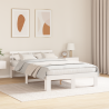 Estrutura de Cama Branca de Pinho Branca Madeira Sólida 5