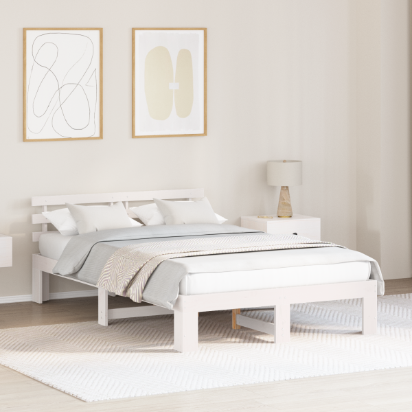 Estructura de Cama de Madera de Pino Blanca Madera de Pino Maciza D