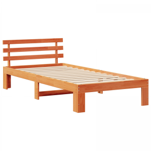 Marco de Cama de Madera de Pino Marrón Encerado Madera de Pino Sólido H