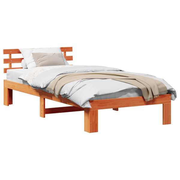 Estrutura de Cama de Madeira de Pinho Castanho Encerado M 3
