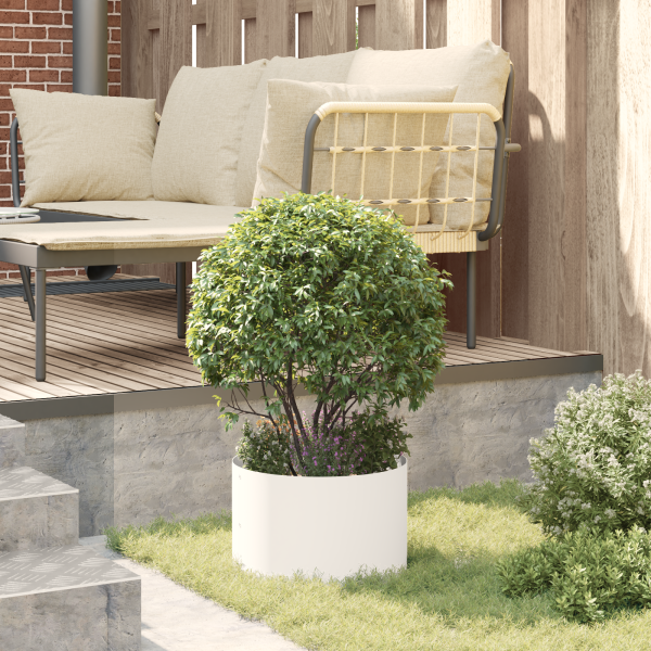 Maceta Blanca de Metal Blanca Metal Mediana Inlays Decorativos M 4