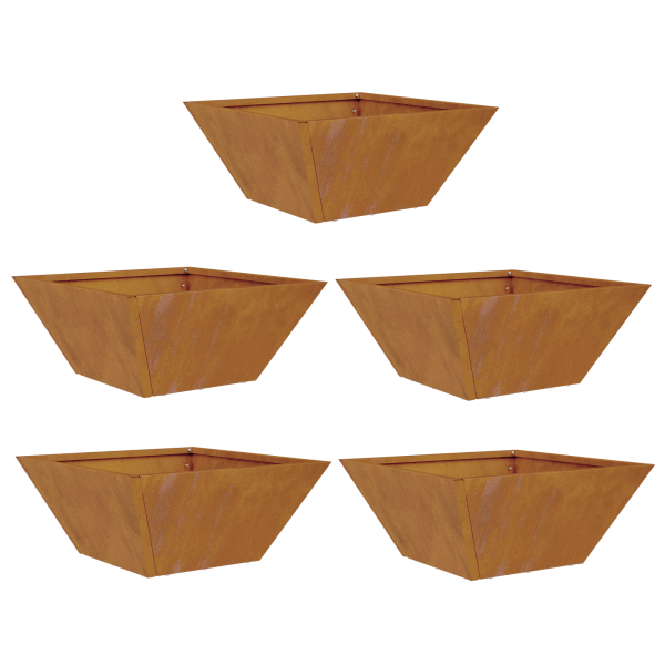 Bowl pra Jardim - Conjunto com 5 peças de 35x35x15 cm em Aço Corten M 2