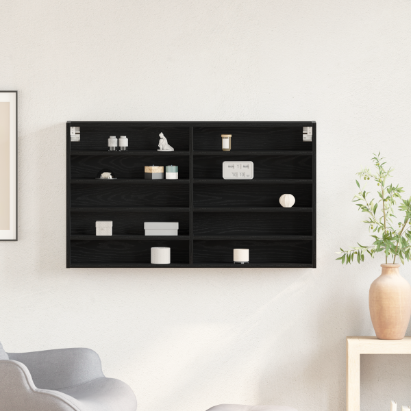 Armario Vitrine Negro Roble 100x15x58 cm Madera Elaborada M 4