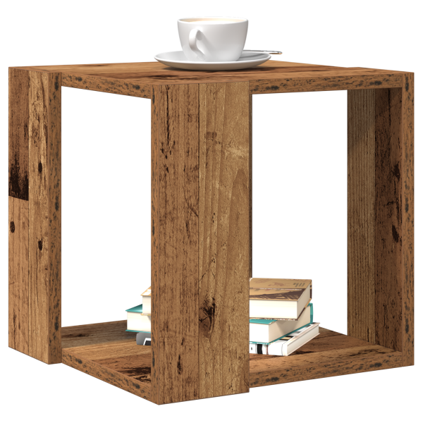 Mesa de Café Madera Vieja Madera Recuperada Sólida 32 x 32 x 30 cm M 3