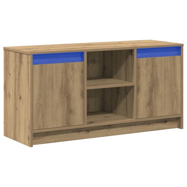 Mueble para TV con luces LED en roble artesanal. 100x34x50 cm. hecho de madera de calidad. M 2