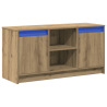 Mueble para TV con luces LED en roble artesanal. 100x34x50 cm. hecho de madera de calidad. 2