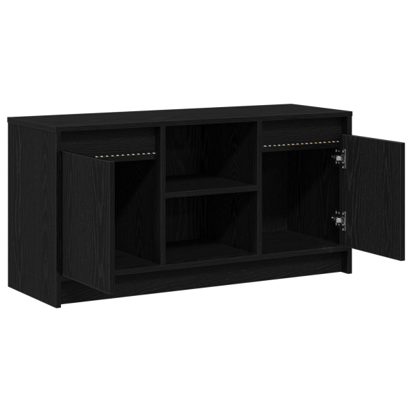 Mueble de TV con Luces LED en Roble Negro. 100x34x50 cm. Hecho de Madera Compuesta M 5