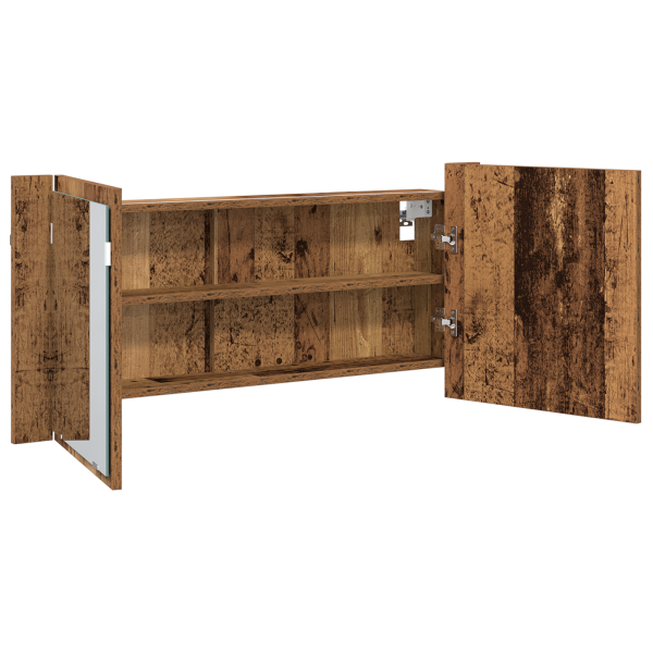 Gabinete Espejo LED Madera Vieja 100x12x45 cm M 5