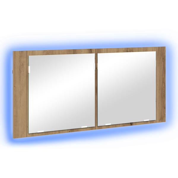 Gabinete de Espejo Roble Artesanal 100x12x45 cm Madera Robusta M 2