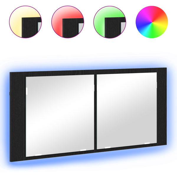 Gabinete Espejo LED Roble Negro 100x12x45 cm Madera Ingenierizada D