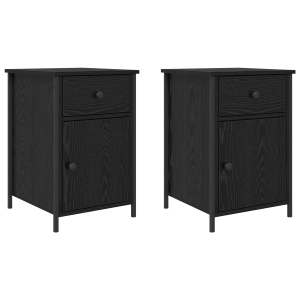 Gabinetes de Cabeceira 2 pcs Carvalho Preto 40x42x60 cm Madeira engenheirada H