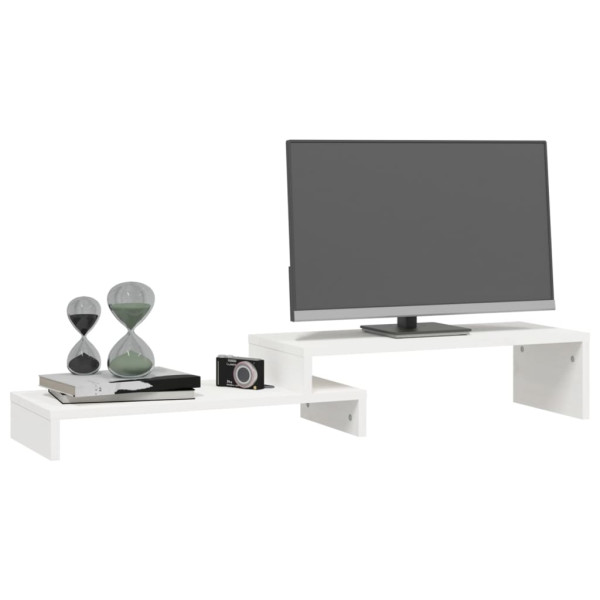 Soporte de monitor madera maciza pino blanco (52-101)x22x14 cm M 4