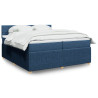 Cama box spring con colchón tela azul 200x200 cm 1